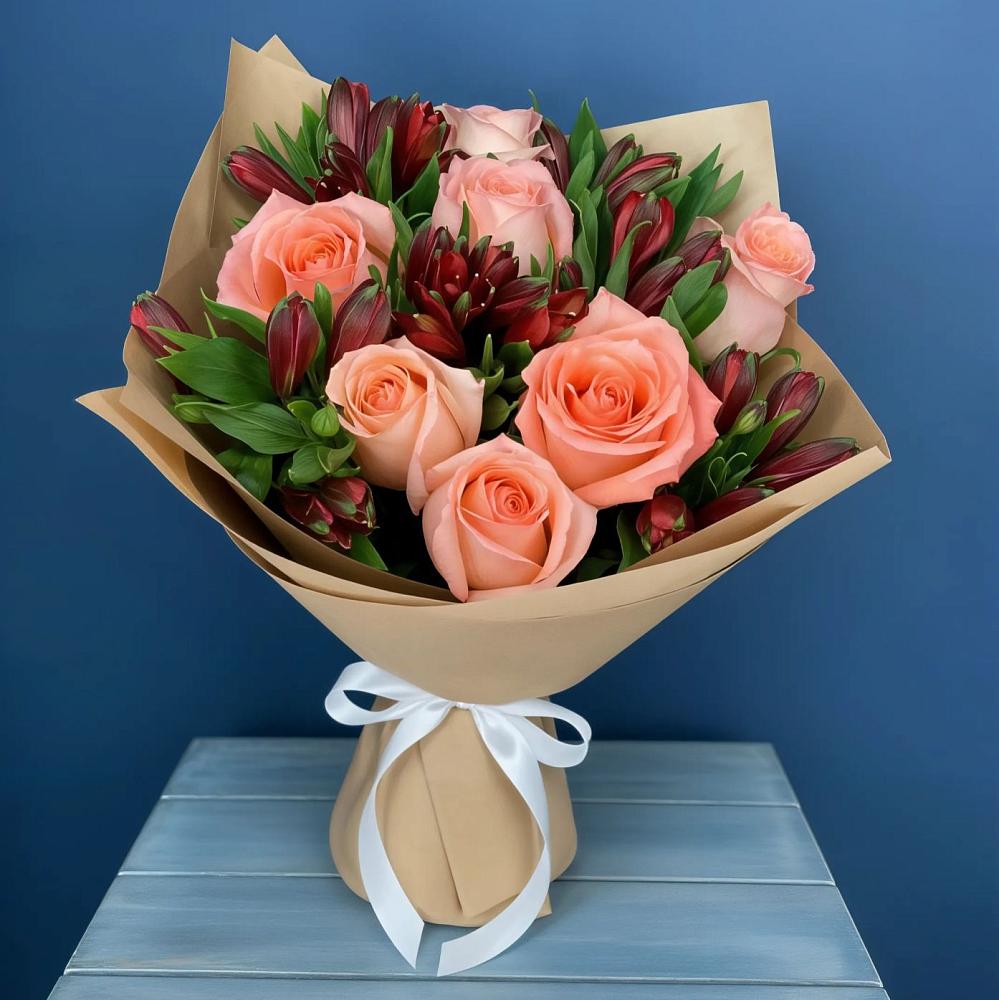 Букет цветов из: Розы и Альстромерии в Стрелице