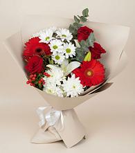 Букет цветов из:  Розы, Хризантемы, Герберы и Лилии в Стрелице