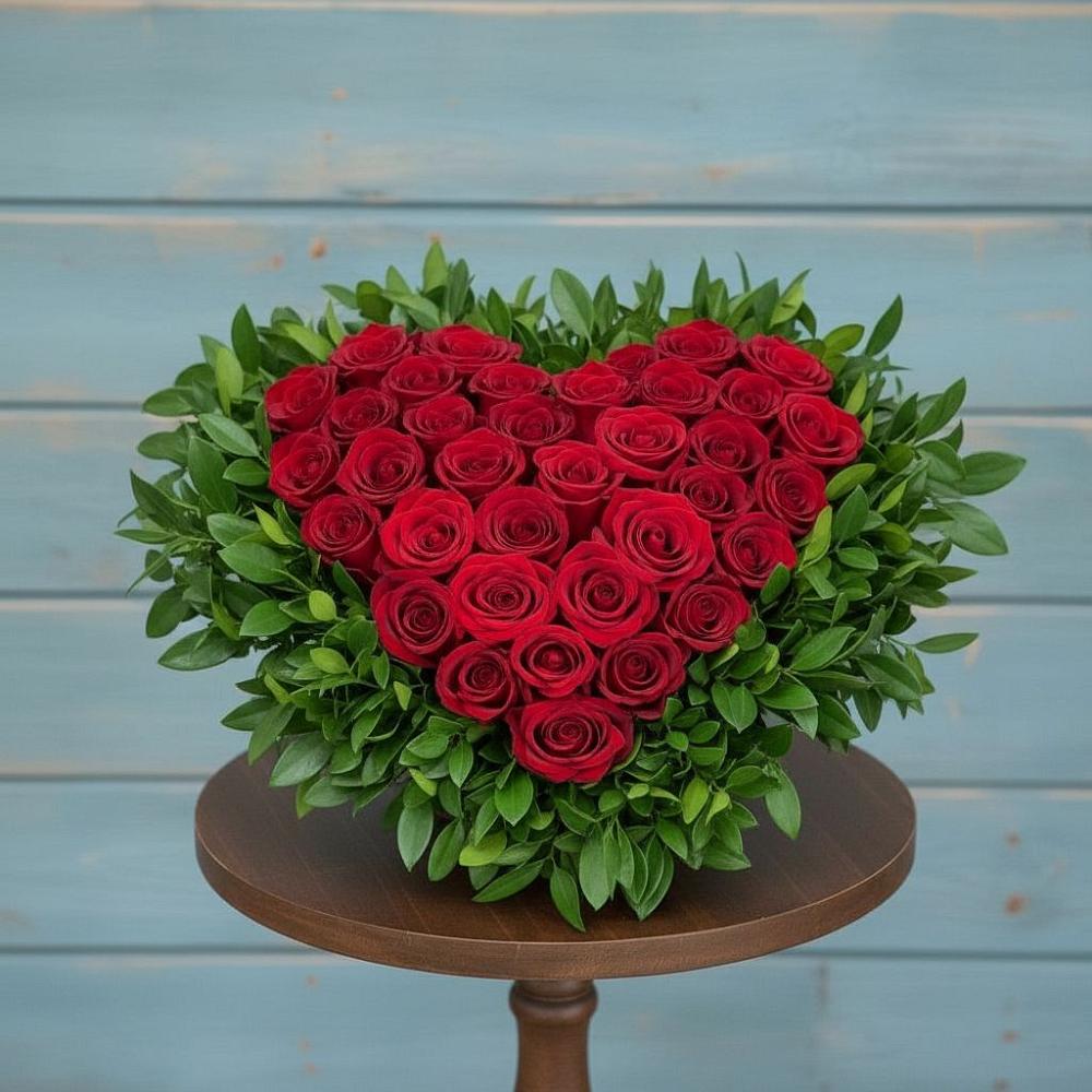 Цветочная композиция из Розы в виде сердца в Стрелице