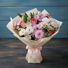 Букет цветов из:  Хризантемы, Альстромерии и Розы в Стрелице