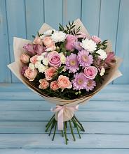 Букет цветов из:  Хризантемы, Розы и Альстромерии в Стрелице