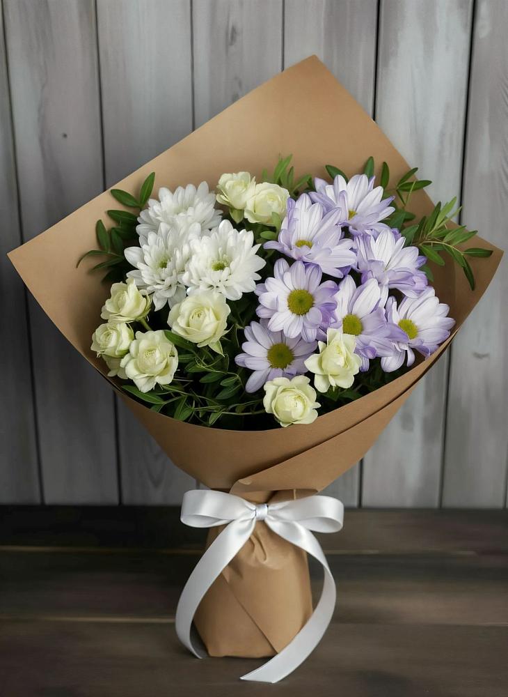 Букет цветов из: Хризантемы и Розы в Стрелице